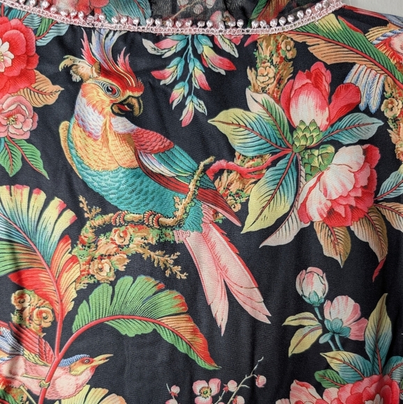 Dalia MacPhee Tropical Bird Print Dress sz XL - Picture 7 of 8
